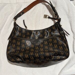 Dooney & Bourke Black and Gold Signature Hobo Shoulder Bag